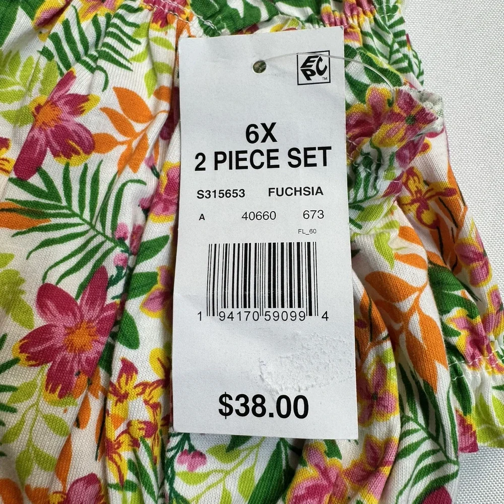 Rare Editions Floral Printed Knit Top and Solid Shorts Set Girls Size 6X